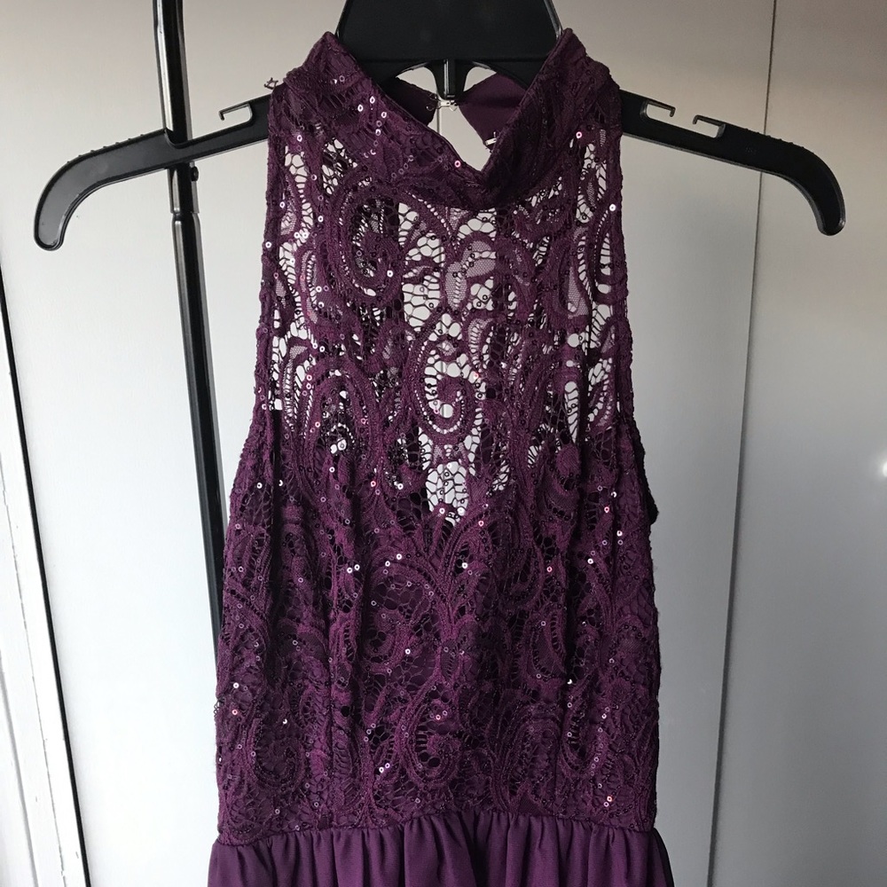 Beautiful purple lace long formal dress